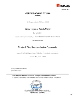 Certificado de Analista Programador