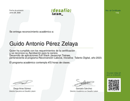Certificado de JS Full Stack Trainee